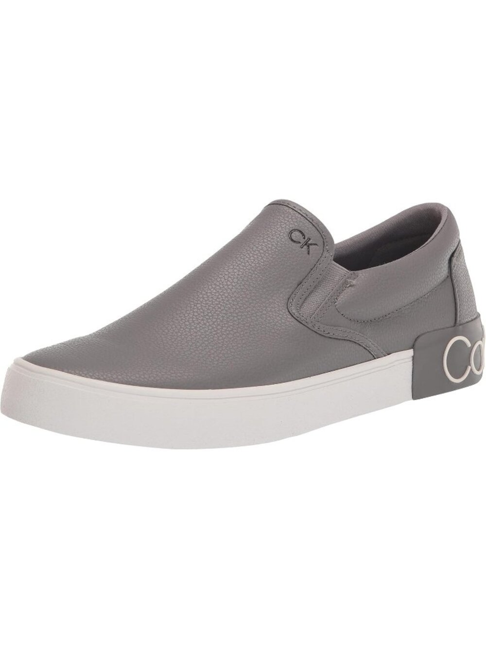Calvin Klein Men's Grey Leather Closed Toe Imported Synthetic Slip On Sneakers